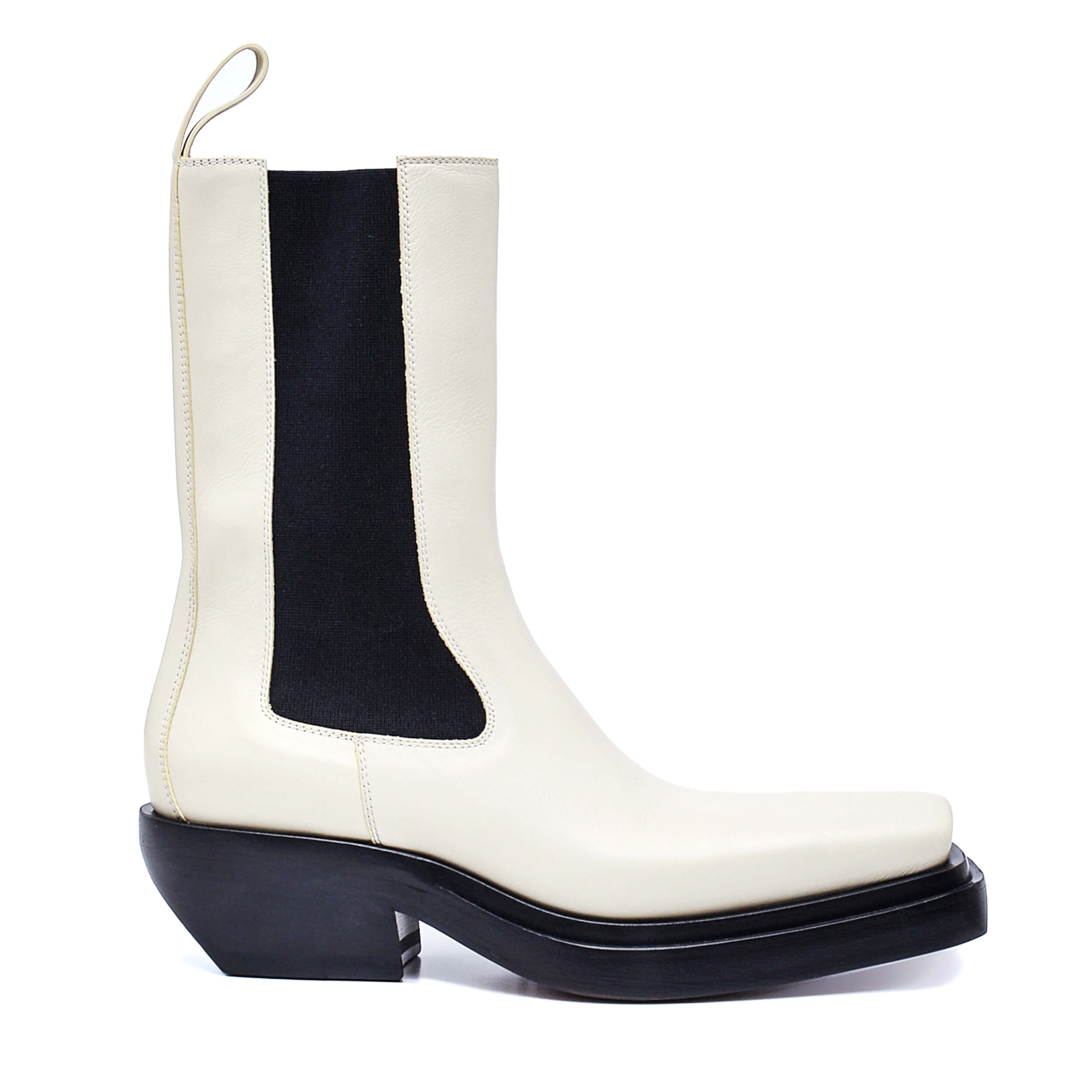 Bottega Veneta - White Calfskin Lean Mid Boots / 38